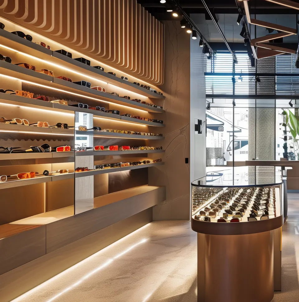 Retail store with illuminated display shelving